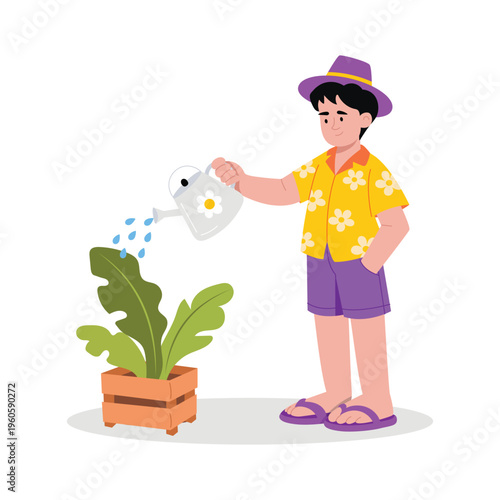 Watering Plant Vector Concept illustrations EPS File 