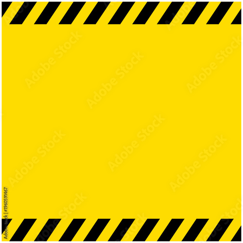 注意・警告の正方形フレーム 黄色と黒のハザードストライプ 背景