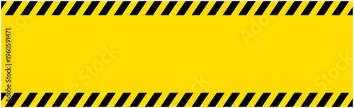 黄色と黒の警戒色フレーム 横長バナー 警告・注意イメージの背景素材