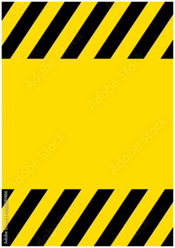 強い注意喚起の縦長フレーム 太い黄色と黒のストライプ 背景
