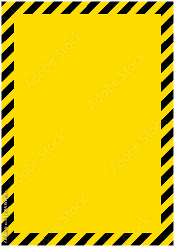 警戒色ボーダーの縦長フレーム 注意・禁止事項の掲示背景