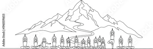 mountain landscape with trees and peaks