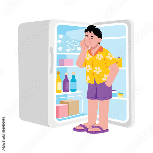 Standing At Fridge Vector Concept illustrations EPS File 