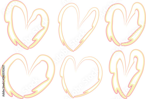 yellow pink pastel color unique abstract design creative hearts set