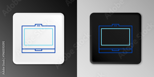 Line Makeup powder with mirror icon isolated on grey background. Colorful outline concept. Vector