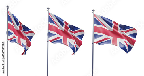 United Kingdom flag on transparent background, PNG transparent, isolated, 3d render flag