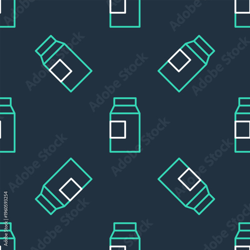 Line Paper package for milk icon isolated seamless pattern on black background. Milk packet sign. Vector
