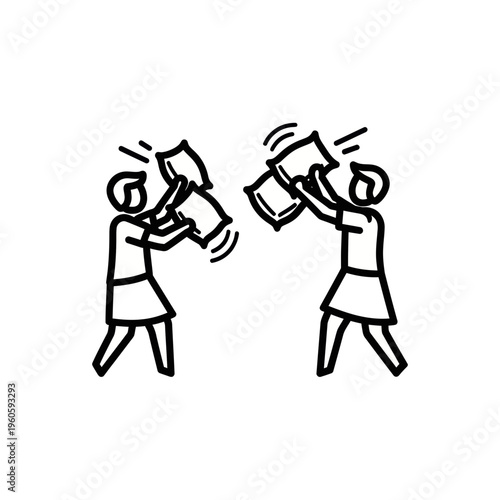 Kotta Pora Line Icon – Avurudu Pillow Fight Game Symbol