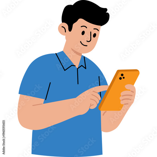 Illustration of Person Using a Mobile Phone