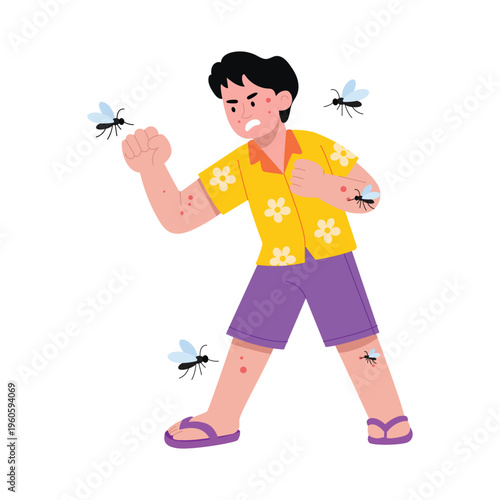 Fighting Mosquitoes Vector Concept illustrations EPS File 