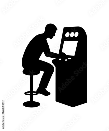 Person playing retro arcade video game machine