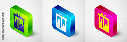 Isometric Honeycomb icon isolated on grey background. Honey cells symbol. Sweet natural food. Square button. Vector