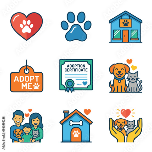 Animal Shelter Adoption Icons.