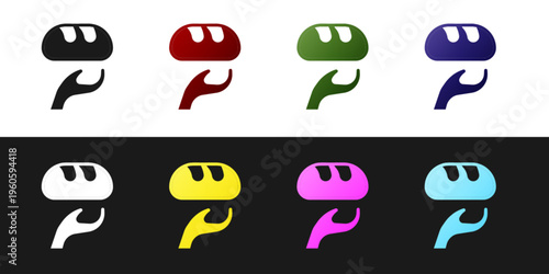 Set Donation food icon isolated on black and white background. Vector