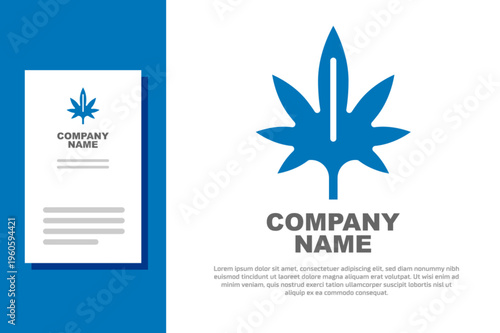 Blue Medical marijuana or cannabis leaf icon isolated on white background. Hemp symbol. Logo design template element. Vector
