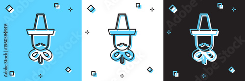 Set Traditional korean hat icon isolated on blue and white, black background. Vector