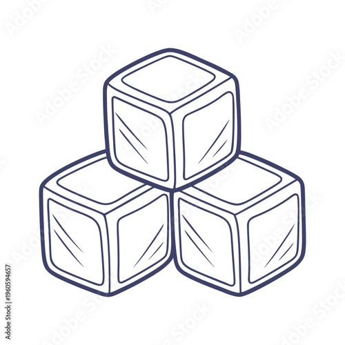 Three stacked ice cubes in a pyramid shape