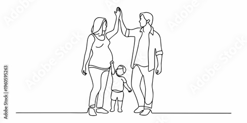 Family celebrating a moment of success with a high five gesture