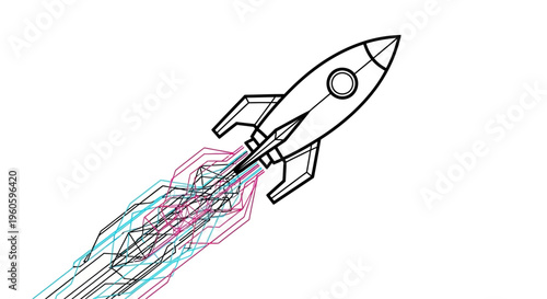 Futuristic Rocket Launching with Digital Trail