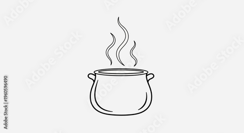 Hand-drawn illustration of a steaming pot on a white background