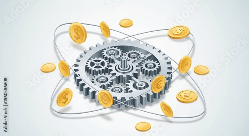 Gears and Coins: Symbolizing Financial Mechanics, Business Growth, and Economic Systems