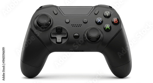 Modern Black Wireless Game Controller for PC and Consoles, Ergonomic Design