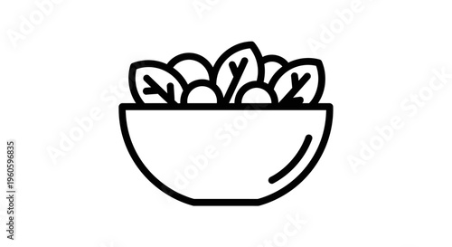 Healthy Salad Bowl Icon - Fresh Food and Diet Concept