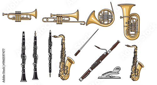 Orchestral Musical Instruments Collection: Brass and Woodwinds