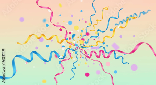 Exploding Confetti and Streamers Celebration Background