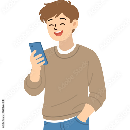 Illustration of Person Using a Mobile Phone