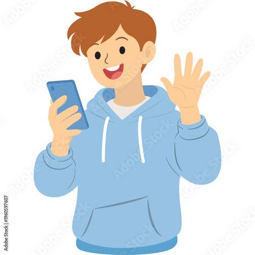 Illustration of Person Using a Mobile Phone
