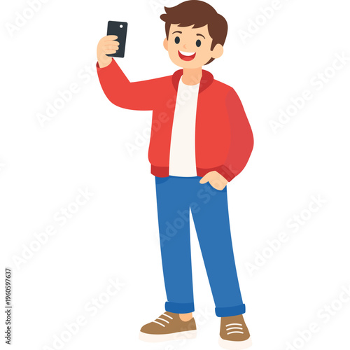 Illustration of Person Using a Mobile Phone