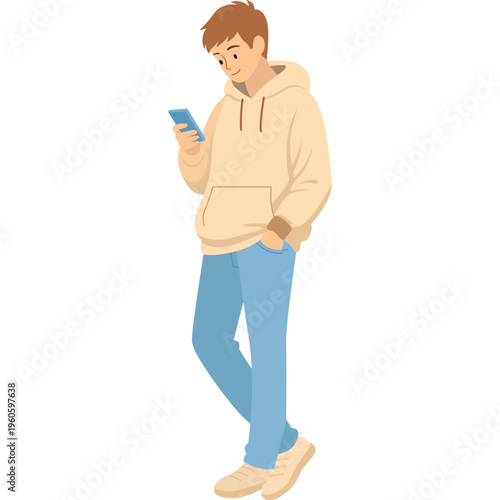 Illustration of Person Using a Mobile Phone