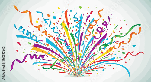 Explosion of Colorful Confetti and Ribbons - Celebration Background