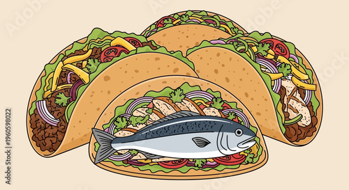 Fish Tacos: Wholesome Seafood Meal with Fresh Ingredients and Crunchy Shells