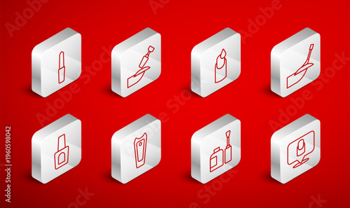 Set line Manicure, Milling cutter for manicure, Bottle of nail polish, Nail file, and icon. Vector