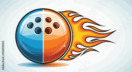 Flaming Bowling Ball Speeding Towards Victory, Sports Concept