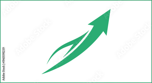 Green arrow pointing up, symbolizing growth, success, and progress in business