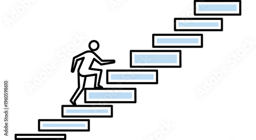 Person climbing stairs, symbolizing career growth, success, and ambition