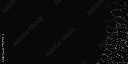 Minimal Black And White Abstract Background With Curved Scribble Lines And Negative Space