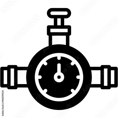 Pipe Pressure Gauge Meter Vector Icon for Plumbing System