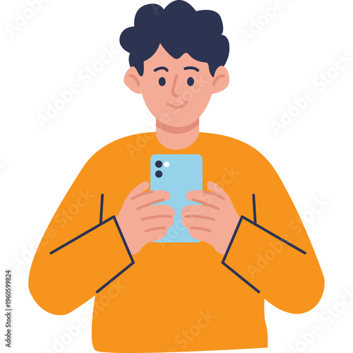 Illustration of Person Using a Mobile Phone