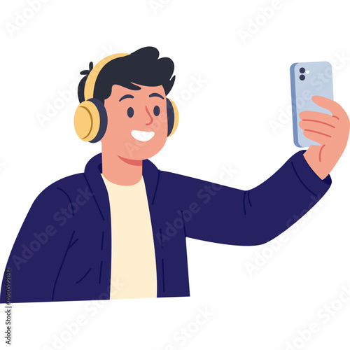 Illustration of Person Using a Mobile Phone
