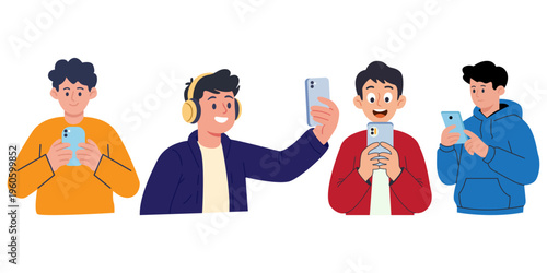 Illustration of Person Using a Mobile Phone