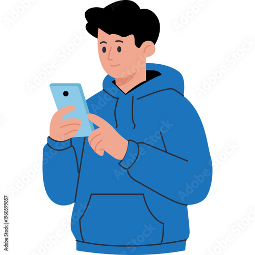 Illustration of Person Using a Mobile Phone