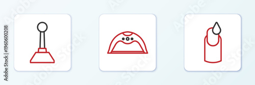 Set line Manicure, Milling cutter for manicure and lamp icon. Vector