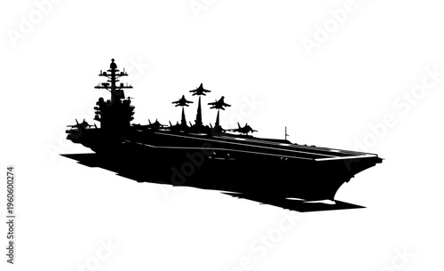 Navy Aircraft Carrier Vector Illustration