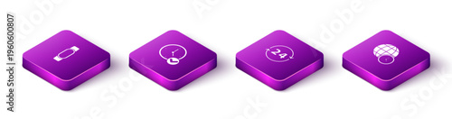 Set Isometric Smartwatch, Clock, 24 hours and World time icon. Vector