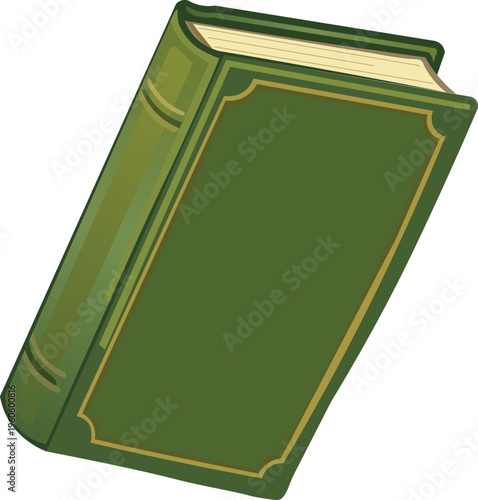 Old Library Book Green Hardcover for School Study Design 