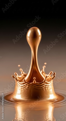 Golden crown splash in water.
